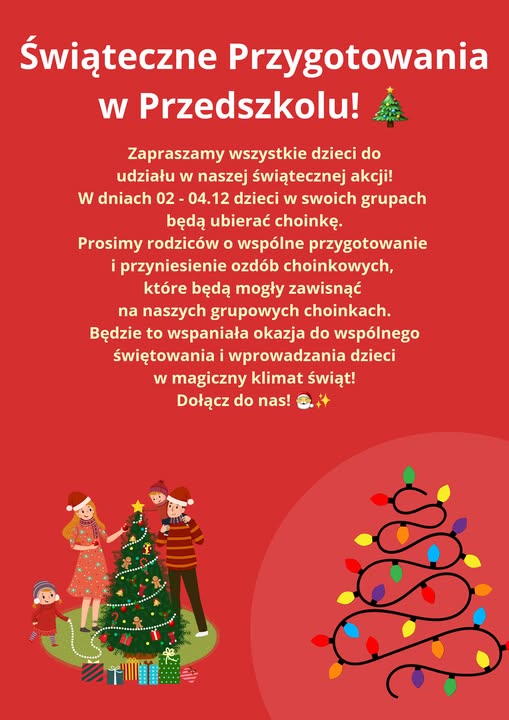 Zdjęcie do wpisu: ŚWIĄTECZNE PRZYGOTOWYWANIA W PRZEDSZKOLU